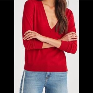 100% Cashmere V-neck Jaclyn Smith Sz XL Red Long Sleeve Sweater